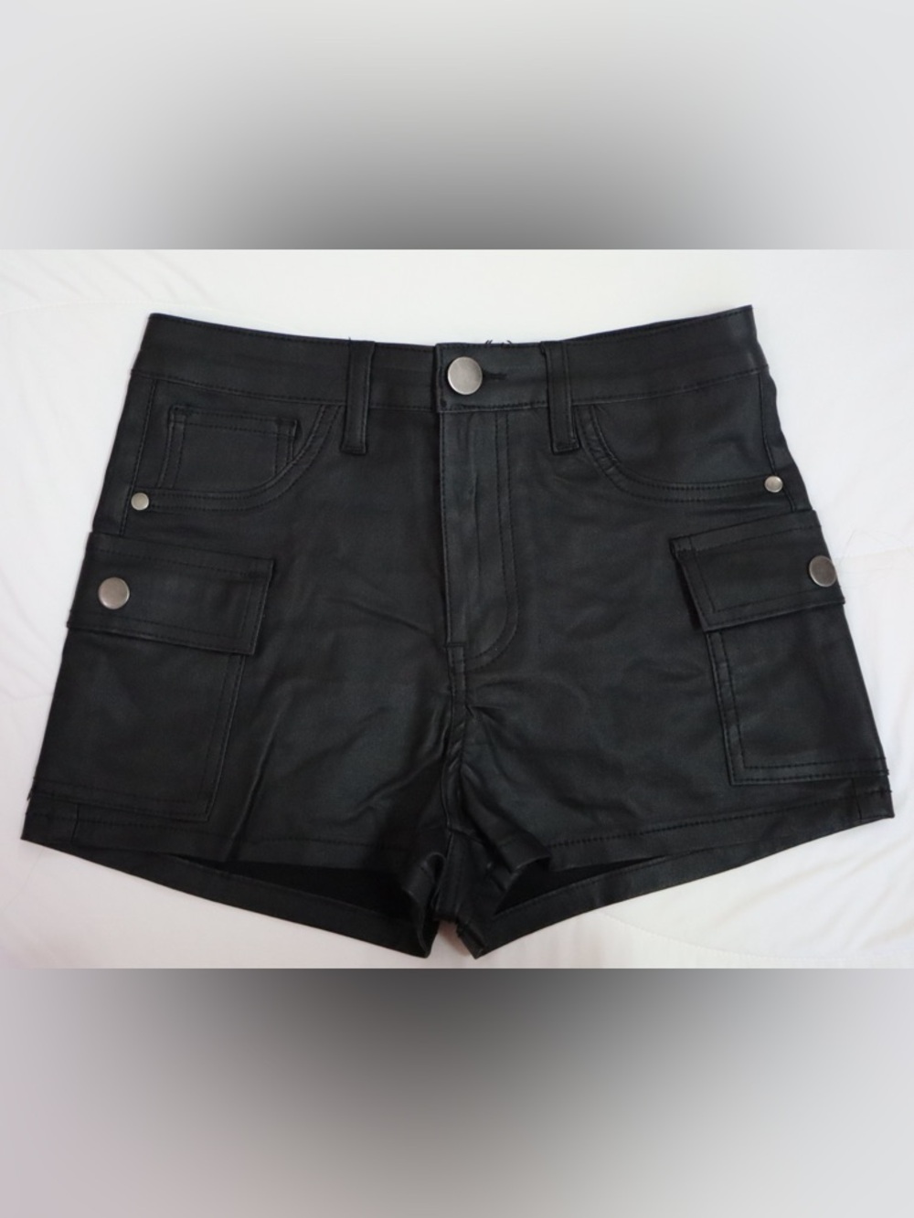 Fashion Nova PU black cargo shorts
